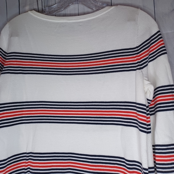 Tommy Hilfiger White Striped Nautical Preppy  Long Sleeve Lightweight Sweater - Picture 11 of 11